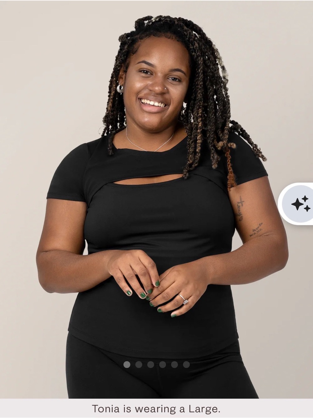 Kindred Bravely Women’s Black Luna Active Cut Out Nursing Short Sleeve Top Sz L